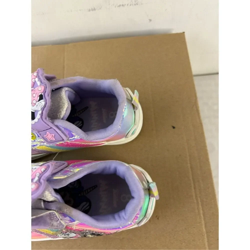 Minnie Mouse unicorn rainbow size‎ 8 tennis shoes shiny faux laces